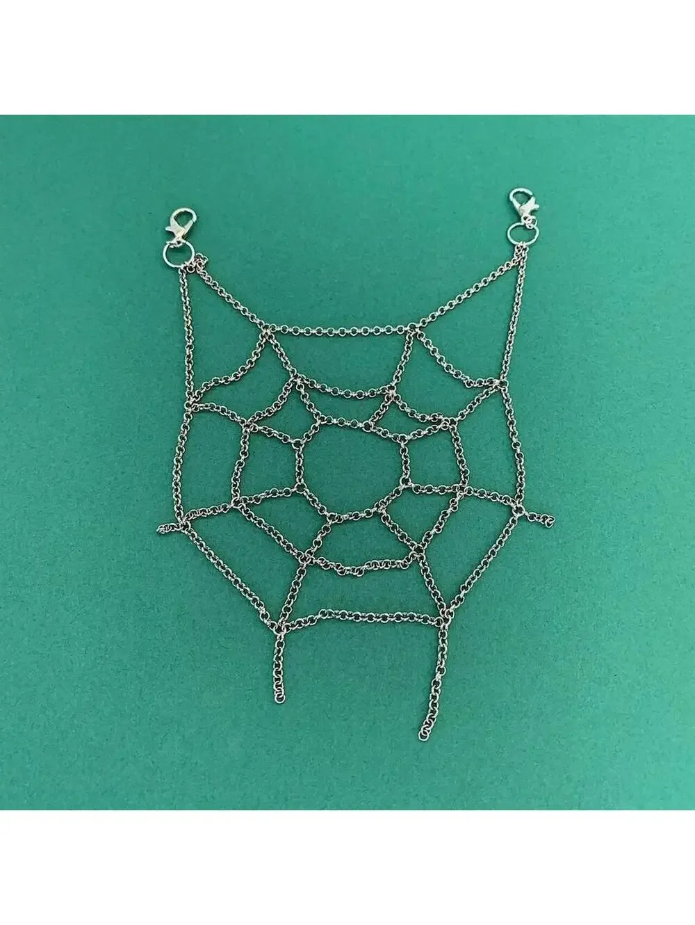 Y2k Cyberpunk style spiderweb ️ silver pocket chain. Punk emo grunge style. This